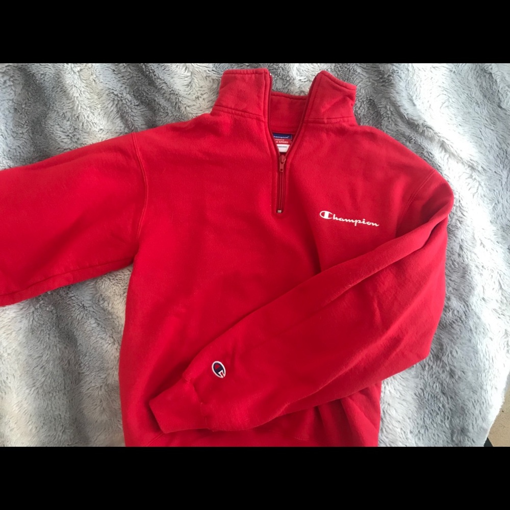 Red Champion quarter zip sweatshirt